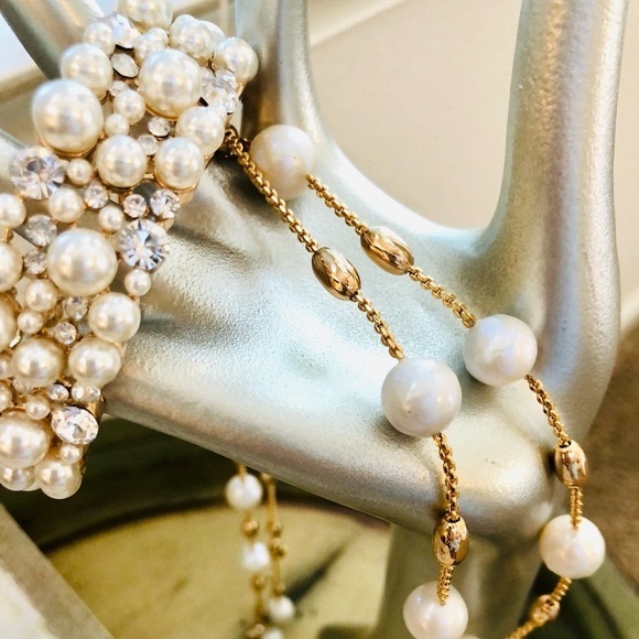 Vintage Rhinestone Pearl Bracelet Necklace Lot - Picture 3 of 16